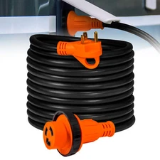 50Ft 125V 30A RV Power Extension Cord NEMA TT-30P/L5-30R Twist-Lock ETL Camper