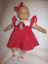 Bitty Baby doll clothes/red polka dot dress/headband