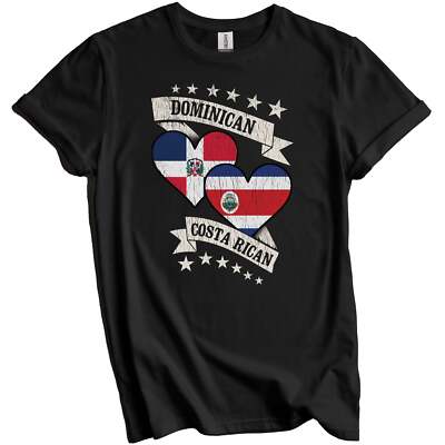 Dominican Costa Rican Heart Flags Dominican Republic Costa Rica T-Shirt