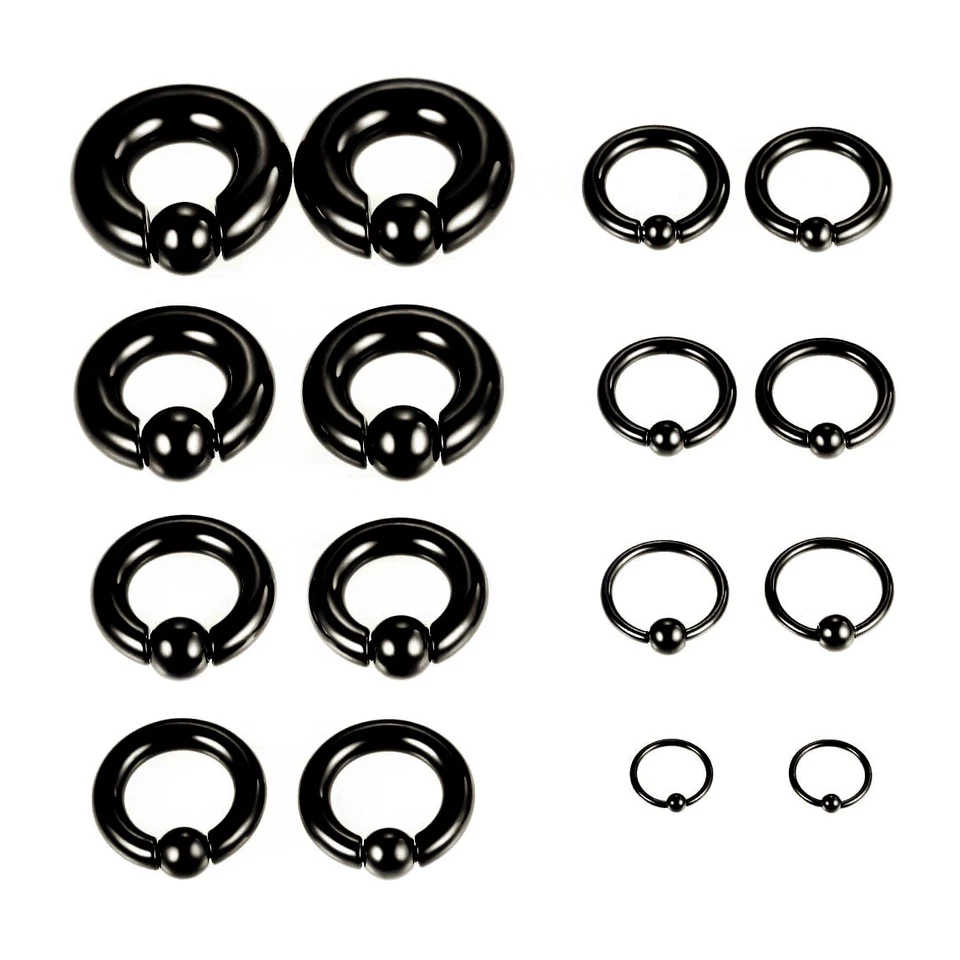 Anillo de cuentas cautivas de acero CBR calibre y bola varios tamaños plata oro tabique oreja aro Foto 4 de 4