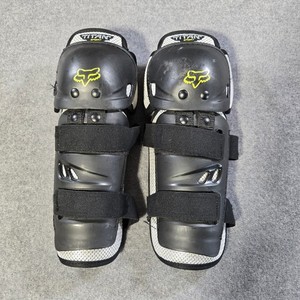 FOX Racing Youth Titan Sport Knee/Shin Guards Adjustable Strap Black/Silver NEW