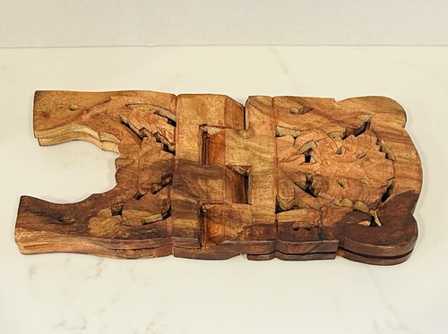 Hand Carved Wooden Folding Book Holder Bible Stand Display Made in India - Picture 6 of 6