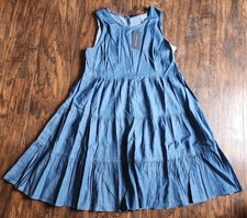 Tommy Hilfiger Women's Blue Tiered Chambray Sleeveless Sundress Dress, 8 NWT