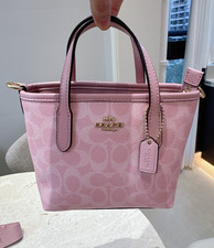 NEW COACH City Mini Tote Bag Signature Canvas CW032 Powder Pink