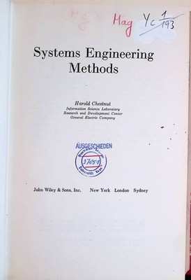 Systems Engineering Methods Chestnut, Harold: