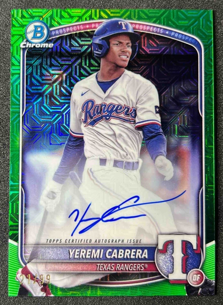 Yeremi Cabrera 2025 Bowman Chrome Mega Box Green Refractor Auto /99 #BMA-YCA