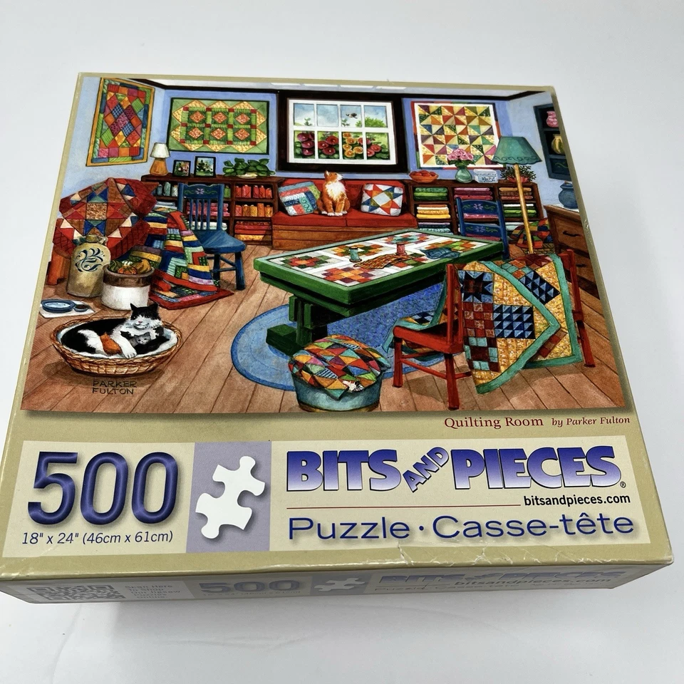 Lot Of 2 Bits & Pieces 500 Large Piece Puzzles Quilts Cats Trucks Gas Station - Image 4 of 4