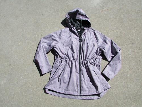 32 Grad lila Regenjacke mit Kapuze Cinch Taille durchgehender Reißverschluss Größe XL SCHÖN!