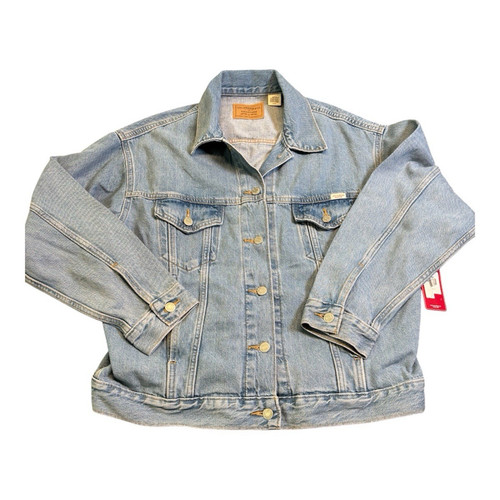 Signature Levi Strauss Loose Trucker Jacket Women's Small Light Wash Stretch NEW