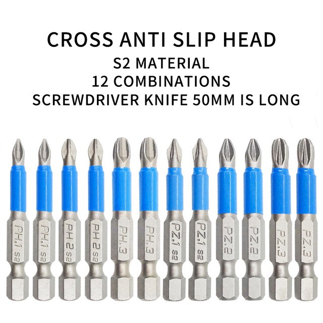 .12pcs Magnetic Screwdriver S2 Steel Electric Screw Driver Bits