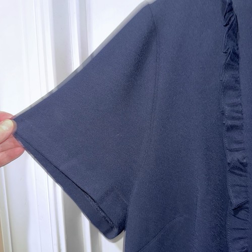 NWT ELOQUII Ruffle Front Soft Shirt Dress 18 Navy Blue Feminine - Picture 7 of 10
