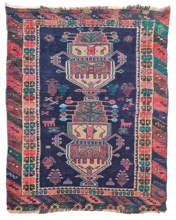 Rare Hand Knotted Antique Afghan Zakani Balouch Wool Area Rug 5.2 x 2.9 Ft