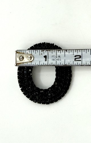 Spilla spilla ovale vintage firmata RMN 3 aureola strass cristallo nero - Foto 6 di 8