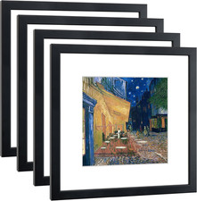 12X12 Picture Frame Set of 4 Made of Solid Wood Photo Frame with Real Glass for