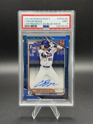 Carson Benge [Blue Wave Refractor] #CPA-CBG 2024 Bowman Draft Chrome Prospect Autograph card