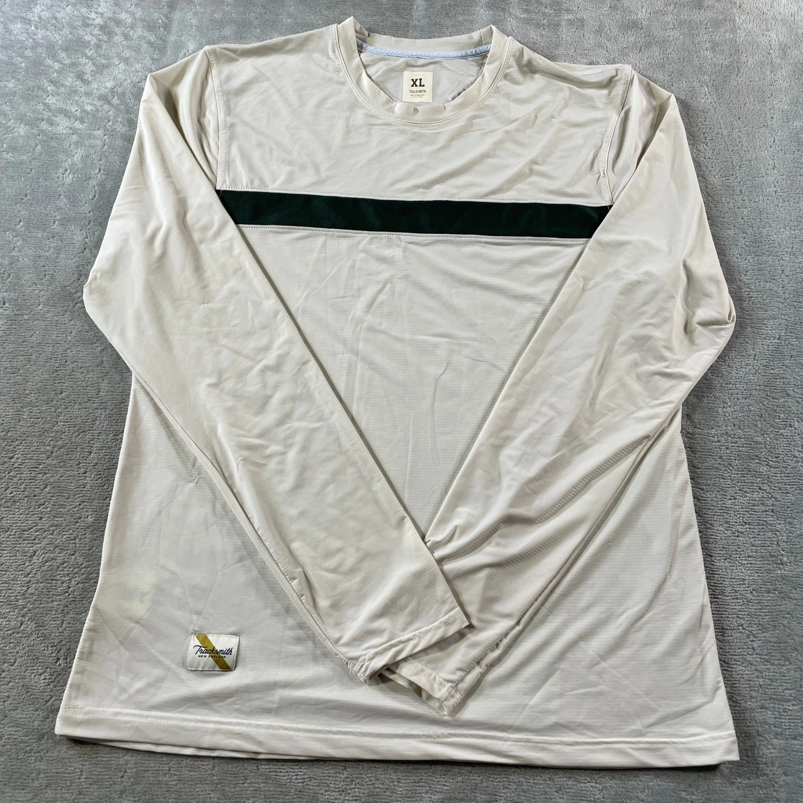 Tracksmith Session Shirt Mens XL Cream Long Sleeve Light Outdoor Running