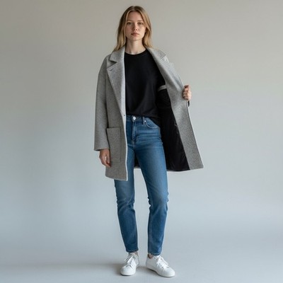 Volcom Volcoon Peacoat Womens Extra Large XL Gray Wool Blend Button Down