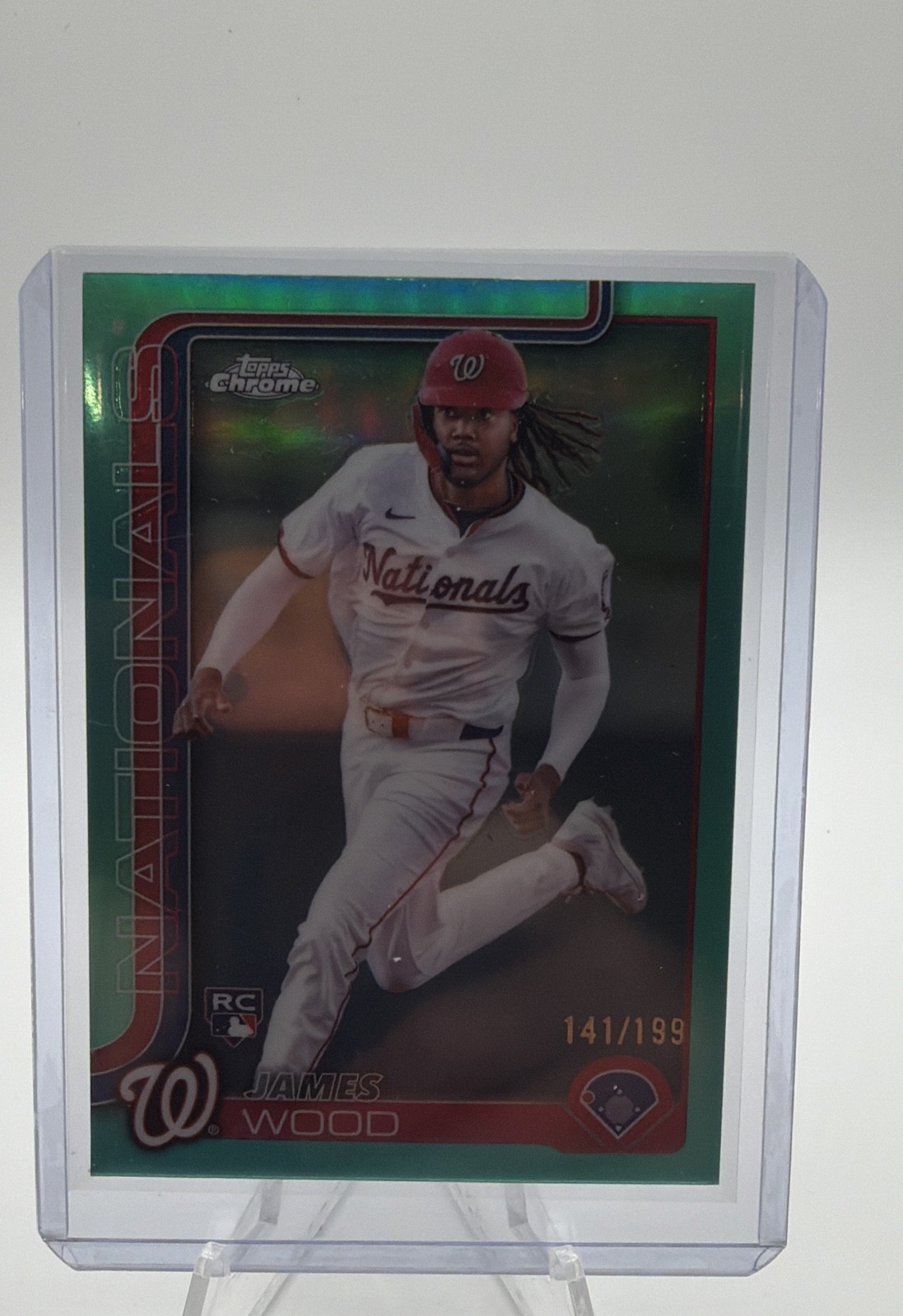 2025 Topps Chrome - James Wood #132 Aqua Refractor /199 (RC)