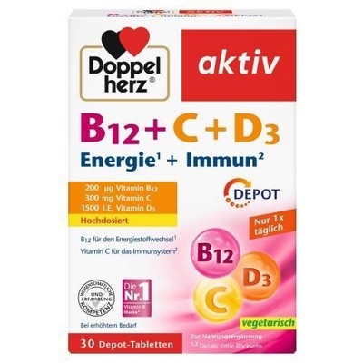 2x DOPPELHERZ B12+C+D3 Depot aktiv Tabletten 30 ST