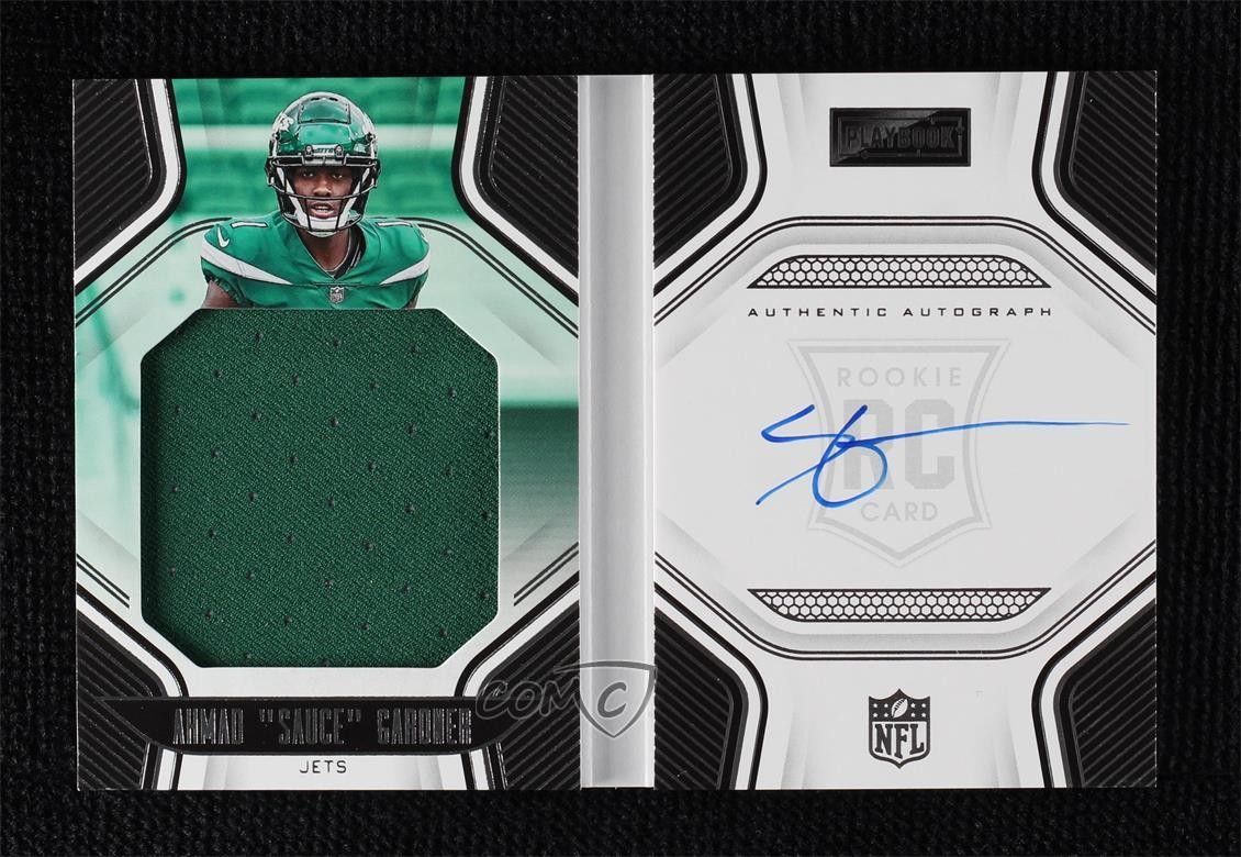 2022 Panini Playbook Jersey 107/299 Ahmad Sauce Gardner #228 Rookie Auto RC