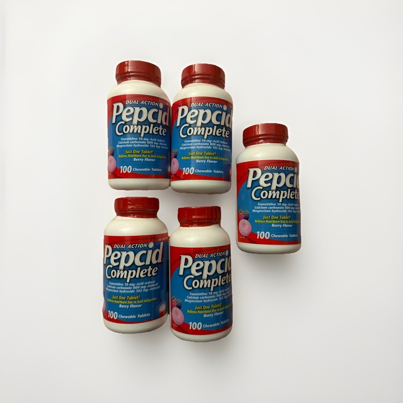 LOT OF 5 Pepcid Complete Dual Action Acid Chewable Tabs-Berry Flavor, 100/ 500CT