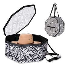 Large Hat organizer for Travel and Storage - Portable Cowboy Cap White
