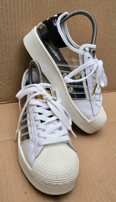 NEW ADIDAS SUPERSTAR BOLD TRAINERS SIZE UK BLACK/ WHITE SEE THRU