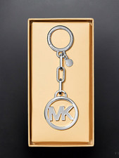 Michael Kors Jet Set Travel MK Logo Bag Charm Keychain SH Rhodium