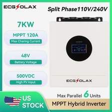 ECGSOLAX 7000W Solar Hybrid Inverter 48V DC-120V/240V AC Split Phase Off-Grid