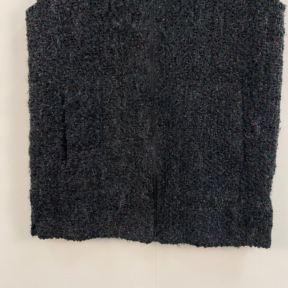 Picadilly Mujer Pequeño Suéter Top Chaleco Cremallera Negro Bolsillos gorditos Sin mangas Foto 4 de 4