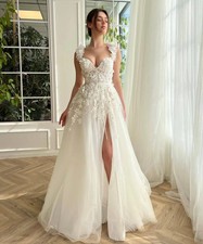 Luxury A-Line Wedding Dresses Sweetheart Sleeveless Lace 3D Flowers Bridal Gowns