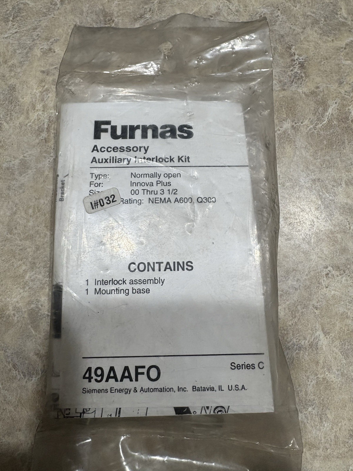 Furnas 49AAFO Series C NEMA A600 Auxiliary Interlock Kit for Motor Starters New!