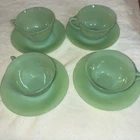 Vintage Fire King Jadeite tea cups with ribbed design (4)