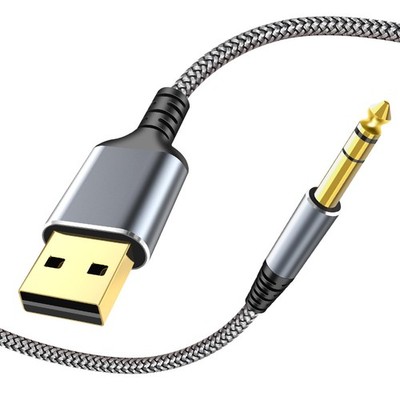 USB to 1/4'' TRS Stereo Audio Cable USB A to 6.35mm 1/4 inch Male Audio 6.6FT New