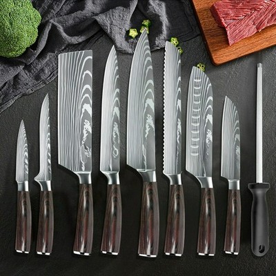 7-14 Piece Knife Serrated Stainless Steel Kitchen Professional Chef Knives Lot