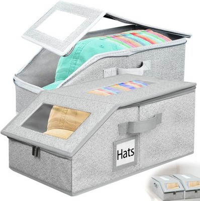 Stackable Hat Organizer for Baseball Caps   2 Pack Hat Storage Boxes for Clos...