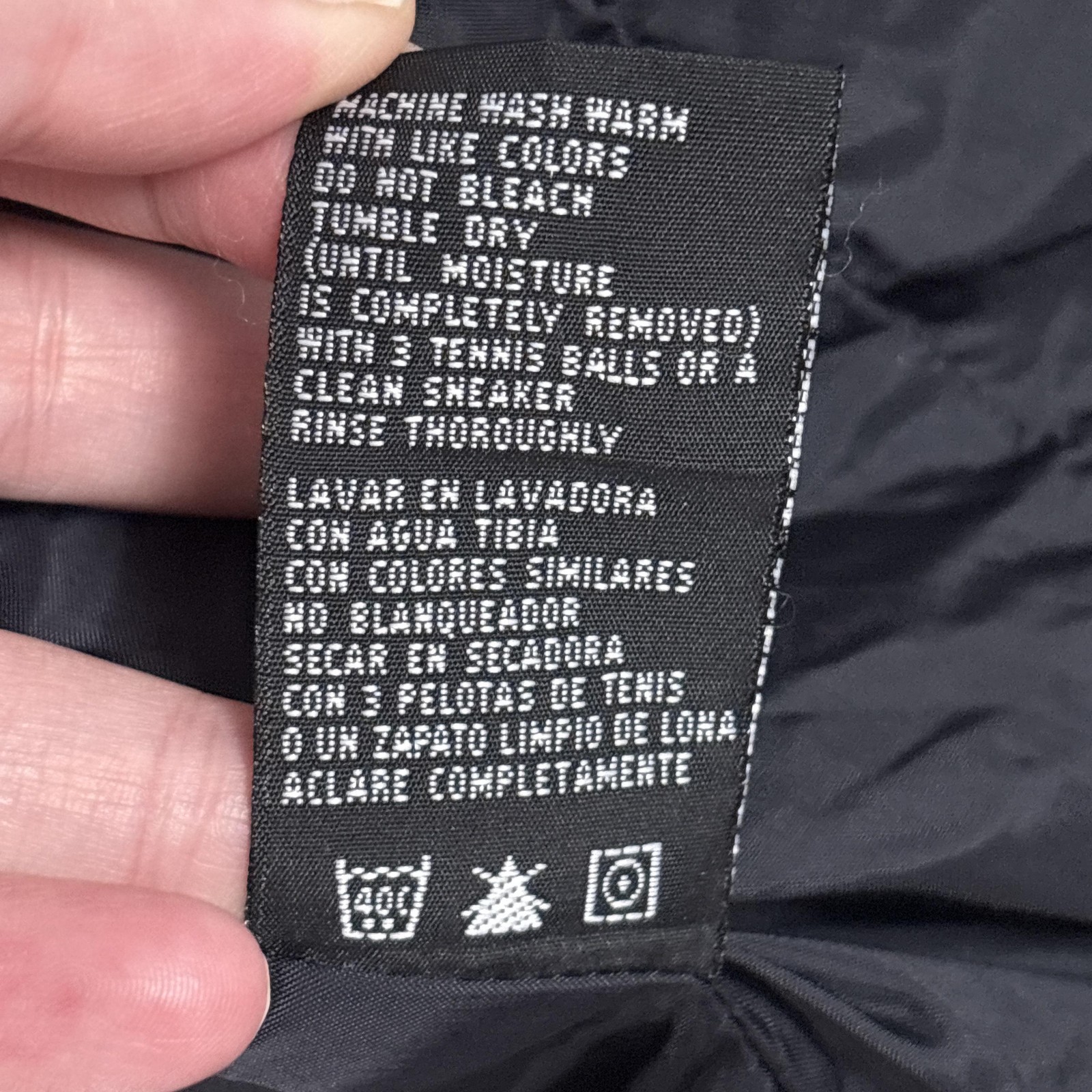 Vintage First Down Puffer Jacket Large Black Down… - image 11