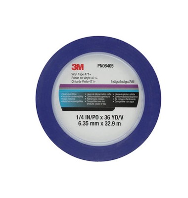 3M Automotive 06405 Scotch Vinyl Tape 471 Blue 1/4'' x 36 yds (6405)