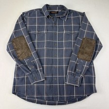 Ridgecut Toughwear Shirt Men  s Size Large Blue Windowpane Work Canvas Button Up