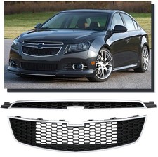 Front Bumper Upper Lower Grille For Chevy Cruze 2011 2012 2013 2014 Black Chrome