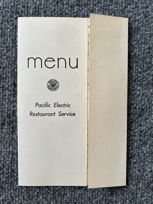 #ad Pacific Electric Railway VTG Restaurant Service Menu Los Angeles California $14.99