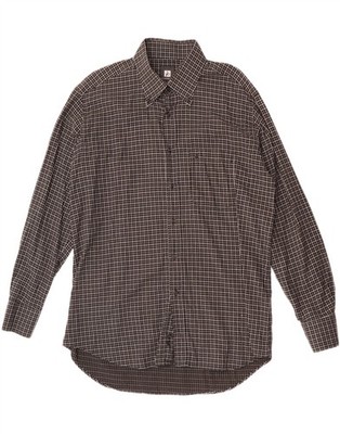 Roccobarocco Mens Shirt Size 44 17 1/2 XL Black Check Cotton HJ08