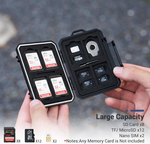 Small Sim Case Small Memory Card Case for 12 TF 8 SD and 2 Nano SIM Cards, Compact ...