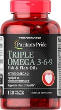 Triple Omega 3 6 9 Supplement Fish Flax Oil Softgels
