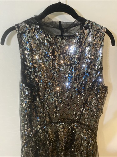 Elie Tahari Women’s Black Sequin Vest Lined With Tulle/Mesh Over Material Size M - Picture 5 of 6