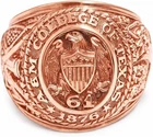 Men’s Vintage Class Ring – Antique Gold-Tone Shield Design, Retro Graduation & A