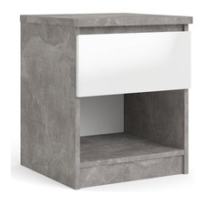 Comodino Tvilum NAIA, modello 76238GXUU, colori Ossido cemento e Bianco lucido,