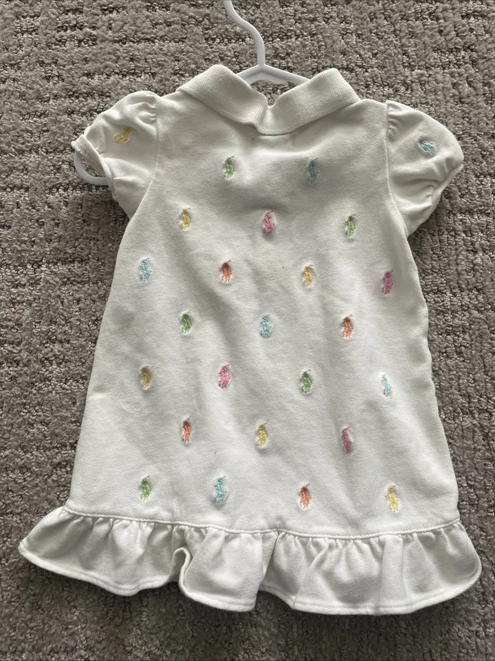 Polo Ralph Lauren Girls' Ruffled Embroidered Dress No Bloomers, 6Months - Image 3 of 3