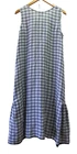Stylish Grey Check Maxi Linen Dress from LOOM - Size M