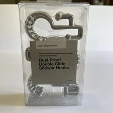 Made By Design Rust Proof Double Glide Shower Hooks Satin Chrome Finish 12 Count